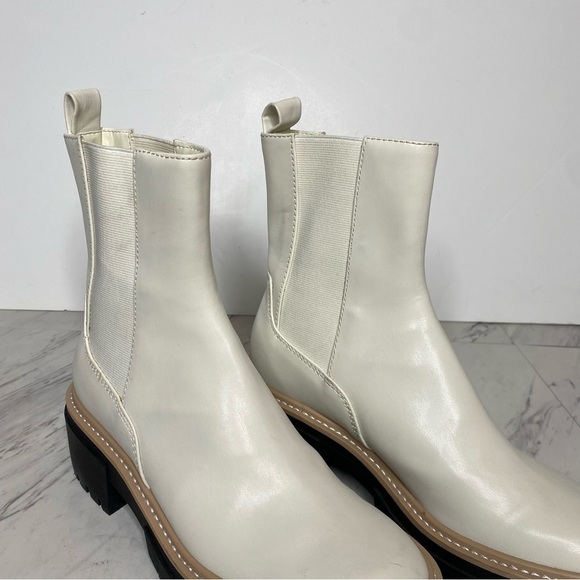 Open Edit Mya White Faux Leather Lug Sole Chelsea Boot 8M - Picture 10 of 15